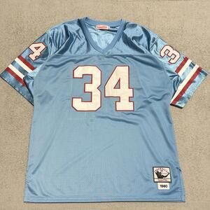 Vtg Houston Oilers Earl Campbell #34 Jersey 1980 Blue Sz 50 XL Mitchell & Ness
